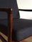 Dark Blue Linen Lounge Armchair by Zenon Bączyk for Swarzędzkie Furniture Factory, 1960s 4