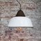 Industrial White Enamel, Cast Iron & Glass Pendant Lamp, 1950s 3