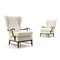 Armchairs in Ivory White Fabric from Framar, 1950s, Set of 2 3