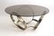 Smoked Glass Coffee Table with Three Metal-Ringed Base, 1970s, Image 1