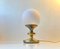 Vintage Danish Table Lamp in White Glass and Brass from ABO, 1970s, Image 1