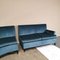 Mid-Century Italian Turquoise Smooth Velvet Sofa & Pouf with Wooden Feet & Brass, 1960s, Set of 3, Image 10