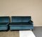 Mid-Century Italian Turquoise Smooth Velvet Sofa & Pouf with Wooden Feet & Brass, 1960s, Set of 3, Image 14