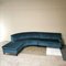 Mid-Century Italian Turquoise Smooth Velvet Sofa & Pouf with Wooden Feet & Brass, 1960s, Set of 3 2