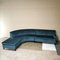 Mid-Century Italian Turquoise Smooth Velvet Sofa & Pouf with Wooden Feet & Brass, 1960s, Set of 3, Image 2