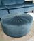 Mid-Century Italian Turquoise Smooth Velvet Sofa & Pouf with Wooden Feet & Brass, 1960s, Set of 3 13