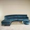 Mid-Century Italian Turquoise Smooth Velvet Sofa & Pouf with Wooden Feet & Brass, 1960s, Set of 3 1