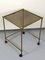 Vintage Brass Side Table On Wheels With Smoked Glass Top 4