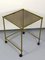 Vintage Brass Side Table On Wheels With Smoked Glass Top, Image 4