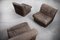 Brutalist Patinated Leather Modular Corner Sofa from Musterring International, 1960s, Set of 5 3