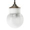 Vintage Industrial White Porcelain Ribbed Clear Glass Brass Pendant Light 5