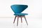 Wing-Shaped Side Chair in Petrol Blue Fabric and Beech by Sigfrid Ljungqvist, 1958 7