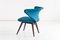 Wing-Shaped Side Chair in Petrol Blue Fabric and Beech by Sigfrid Ljungqvist, 1958 10