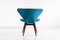 Wing-Shaped Side Chair in Petrol Blue Fabric and Beech by Sigfrid Ljungqvist, 1958 11