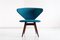 Wing-Shaped Side Chair in Petrol Blue Fabric and Beech by Sigfrid Ljungqvist, 1958, Image 3