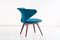 Wing-Shaped Side Chair in Petrol Blue Fabric and Beech by Sigfrid Ljungqvist, 1958 4