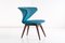 Wing-Shaped Side Chair in Petrol Blue Fabric and Beech by Sigfrid Ljungqvist, 1958 5