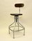 French Industrial Cream Metal and Wood Work Stool with Chair Back rom Flambo, 1950s 1