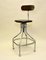 French Industrial Cream Metal and Wood Work Stool with Chair Back rom Flambo, 1950s, Image 1