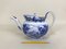 Victorian Blue and White Earthenware Boat Shaped Teapot, 1850s 1