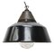 Vintage Black Enamel Industrial Cast Iron Factory Pendant Light, Image 6