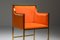 Esszimmerstühle aus Messing und Orangefarbenem Samt von Maison Jansen, 1980er, 10er Set 17