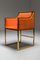 Brass & Orange Velvet Dining Chairs by Maison Jansen, 1980s, Set of 10 14