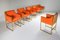 Chaises à manger en laiton et velours orange par Maison Jansen, 1980s, Set de 10 5