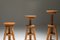 Scandinavian Pine Architect Stools, 1970s, Set of 3, Image 2