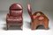 Arcata Burgundy Leather & Walnut Lounge Chairs by Gae Aulenti for Poltronova, 1968, Set of 2, Image 6