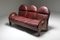 Arcata Walnut & Burgundy Leather Sofa by Gae Aulenti for Poltronova, 1968 4