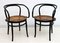 Curved Beech & Straw Dining Chairs by Michael Thonet for Thonet, 1920s, Set of 2, Image 1