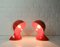 Lampes de Bureau Dalu Vintage Rouge par Vico Magistretti pour Artemide, 1960s, Set de 2 2