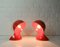 Vintage Dalu Table Lamps in Red by Vico Magistretti for Artemide, 1960s, Set of 2 2