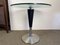 Italian Round Coffee Table with Tapered Leg & Glass Top, 1980s, Image 1