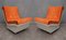 White Resin Plastic and Orange Velvet Armchairs, 1960s, Set of 2 1