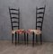 Mid-Century Italian Floral Fabric High Back Ladder Chiavari Chairs, 1950s, Set of 2 1