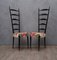 Mid-Century Italian Floral Fabric High Back Ladder Chiavari Chairs, 1950s, Set of 2 3