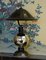 Runde Tischlampe aus schwarzem Muranoglas, 1950er 1