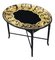 Victorian Black Lacquer Decorated Tray on Stand Coffee Table 1