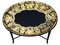 Victorian Black Lacquer Decorated Tray on Stand Coffee Table 2