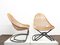 Wicker Cantilever Chairs with Ottoman, 1960s, Set of 3, Image 4