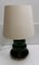 Table Lamp with Green Glass Casing & Beige Wool Shade, 1970s 1