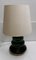 Tischlampe mit Schale aus grünem Glas & beigeem Wollstoff, 1970er 1