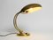 Large Brass Table Lamp with Adjustable Neck & Lampshade from Hillebrand, 1970s 6