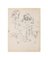 Portrait - Original Pen Drawing on Ivory Paper - 1950s 1950 1