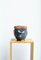 Mid-Century Japanese Style Blue Ceramic Flower Pot, Hand Painted, Image 9