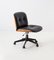 Black Leather Swivel Desk Chair by Ico Luisa Parisi for MIM Roma, 1960s 4