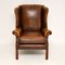 Georgian Style Leather Wing Back Armchair, 1960s 2