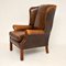 Georgian Style Leather Wing Back Armchair, 1960s, Image 3